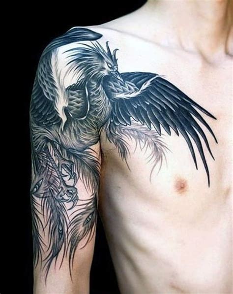 Black and grey phoenix bird tattoo design. 101 Gorgeous Phoenix Tattoo Designs to try in 2021