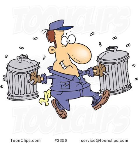 More images for how to draw a cartoon garbage can » Cartoon Happy Garbage Guy Carrying Trash Cans #3356 by Ron ...