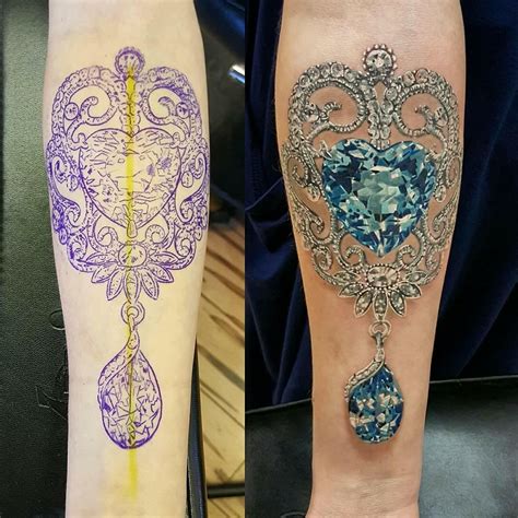 A wide variety of jewel tattoo designs. Diamond and Sapphire tattoo | Gem tattoo, Jewel tattoo ...