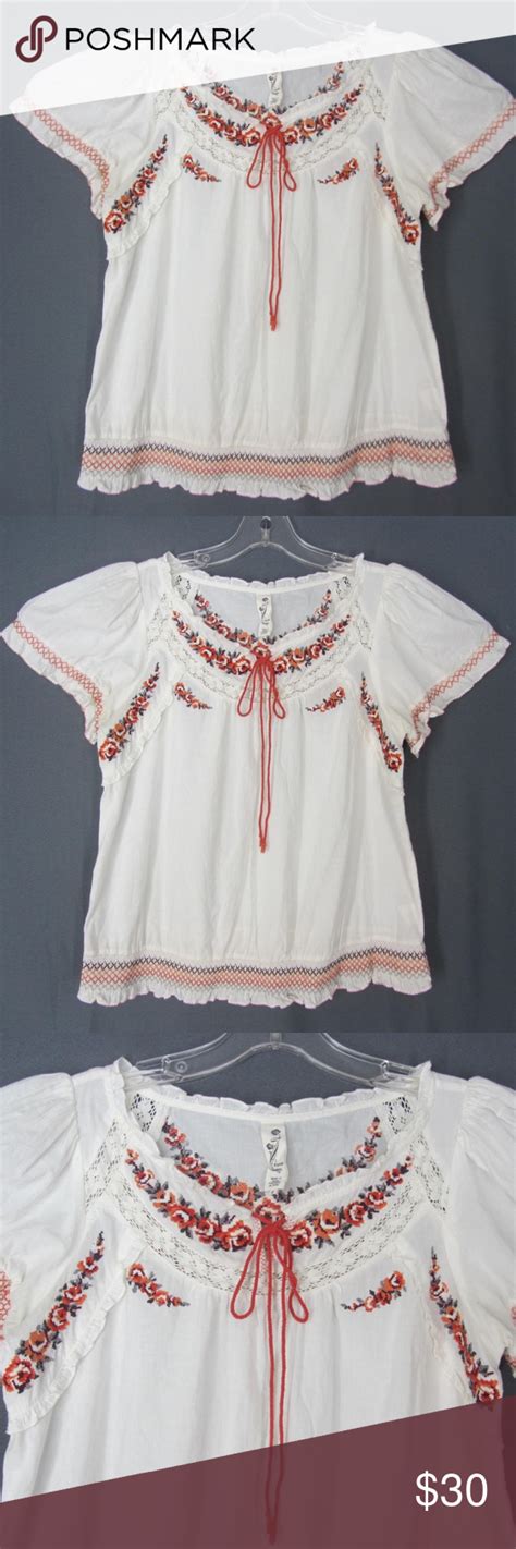 Linen & cotton clothing, bohemian styles clothing Anthropologie Floreat BOHO Peasant Blouse 6 | Boho blouse ...