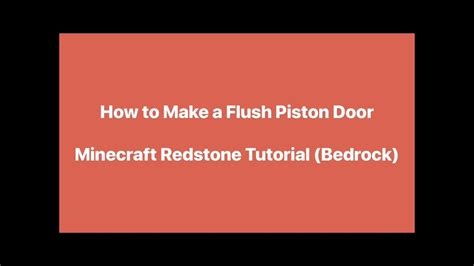 We're a community of creatives sharing everything minecraft! How To Make A Flush Piston Door (Minecraft Bedrock) - YouTube