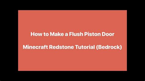 We're a community of creatives sharing everything minecraft! How To Make A Flush Piston Door (Minecraft Bedrock) - YouTube