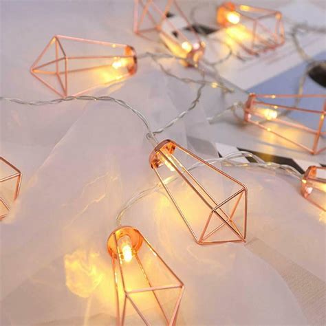 Powered by three aa batteries, batteries not included all the things:length all the things: Rose Gold Iron Diamond Shape Fairy String Lights - ArtherGold