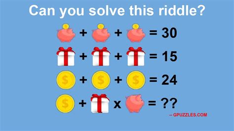 It is a logic math riddle. Piggy Bank Gift Coin Equation Puzzle : Maths Puzzles And ...