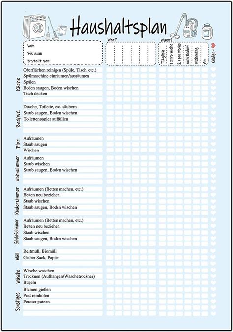 Ob haus oder wohnung, ob familie, paare, wg oder single, berufstätige oder familienoberhäupter, der plan lässt sich an deine individuellen bedürfnisse anpassen. Haushaltsplan Putzplan für die Familie mit Aufgaben Kinder ...