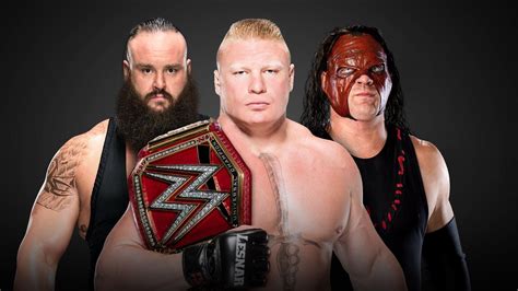 Braun strowman universal champ b00 by tiorollins07 on. Universal Champion Brock Lesnar vs Braun Strowman vs Kane ...