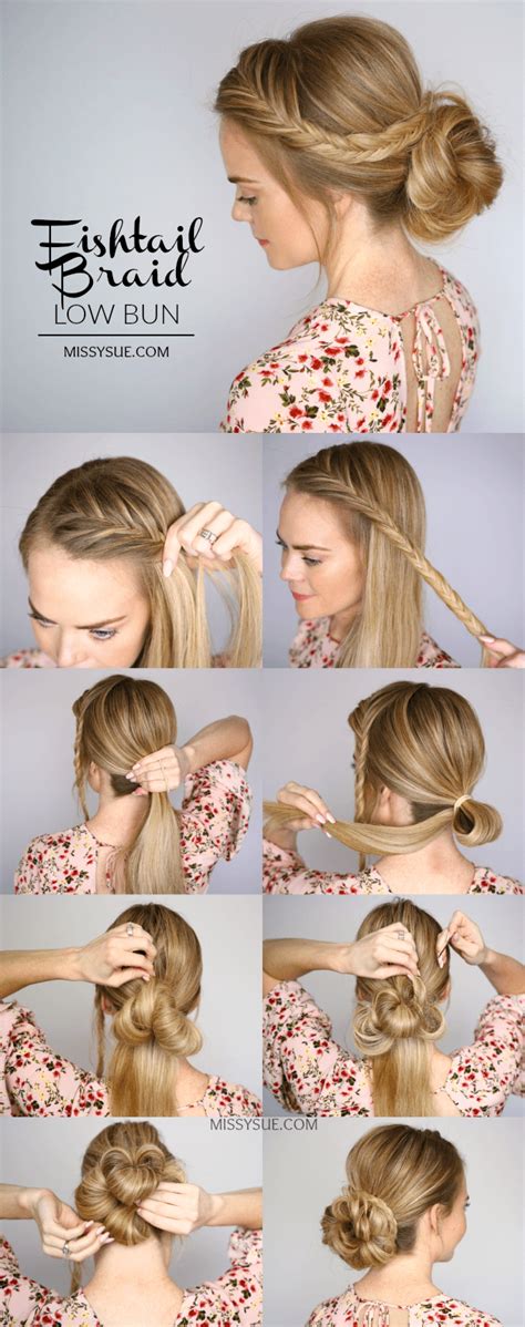 Hairpins are a modern man bun's best friend. Fishtail Braid Low Bun | MISSY SUE