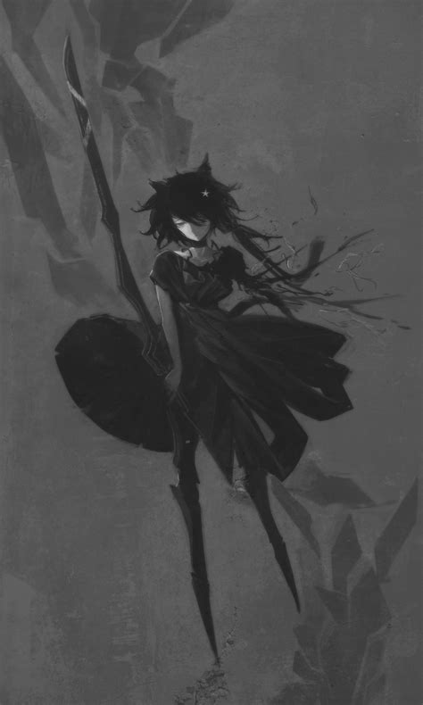 Download 2880x1800 anime girl, guitar, instrument, birds. monochrome, black dress | 1800x3000 Wallpaper - wallhaven.cc