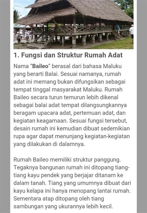 Rumah baileo bentuknya cukup unik dan berbeda dari jenis rumah lain yang ada di sekitarnya. Apa Manfaat Dan Kegunaan Rumah Adat Baileo Brainly Co Id