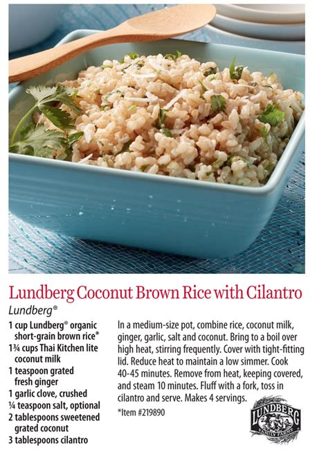 Lundberg organic short grain brown rice is the best base for a taco bowl. Lundberg Coconut Brown Rice with Cilantro | Yummy side dish, Yummy sides, Everyday food