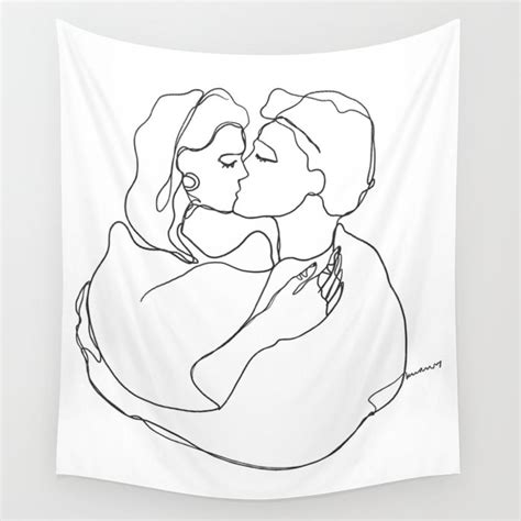 Framed art print by siretmr. Buy Kiss&Hugs, Minimalistic one line drawing, Couple ...