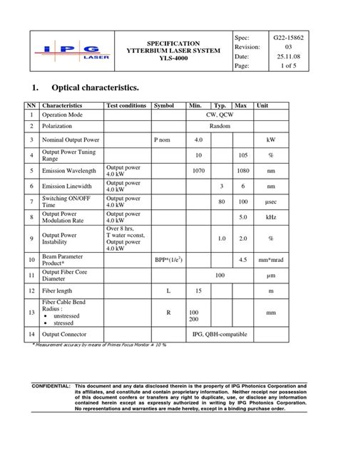 (b) the hsse standards specified in the. YLS-4000 Standard Specification 100µm 15m Length | Optical ...