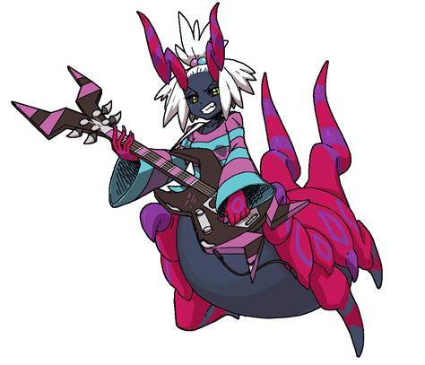 This pokémon even has enough power to topple a massive tree. Safebooru - 1girl bass guitar black sclera black skin fang ...