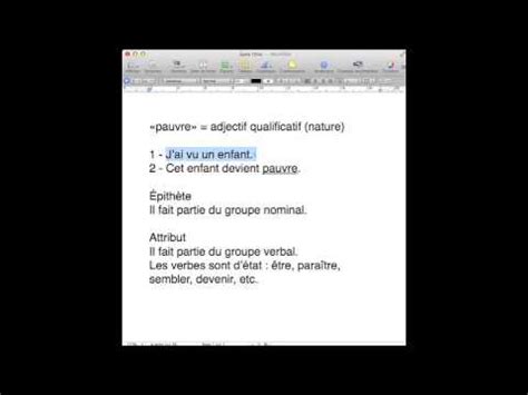 L'adjectif qualificatif épithète et attribut - YouTube