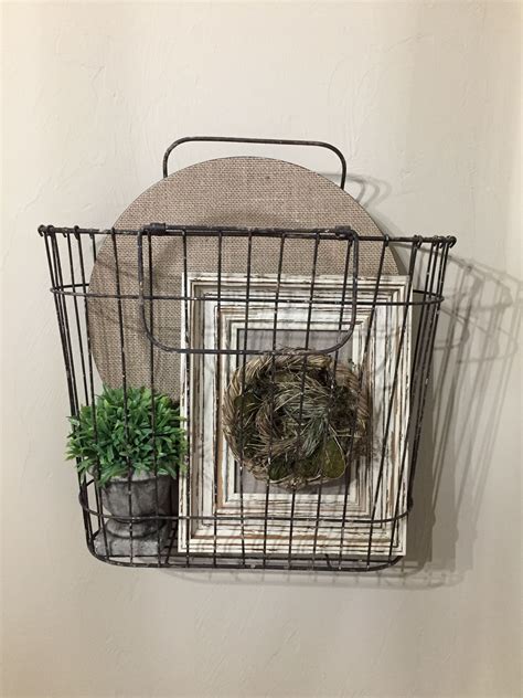 Diy farmhouse 3 tier stand. Wire basket display:)..... all from Hobby Lobby | Hanging ...