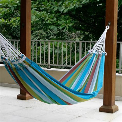 Zeny double hammock with stand 2 person heavy duty steel 9ft hammock stand portable carrying bag for indoor outdoor bedroom,desert stripes 4.6 out of 5 stars 377 $83.99 $ 83. Novica Double Person Fair Trade Striped Tropical Day' Hand ...
