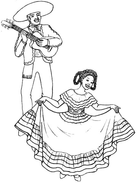 Peoples dancing colouring page 300 x 300px 9.29kb. Mexican Dress Dancing Lady Coloring Pages : Color Luna