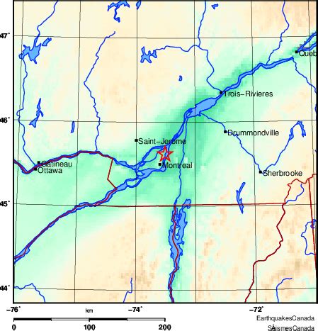 Epicenter of the m4.0 earthquake near montreal, canada on january 13, 2020. Montreal struck by small earthquake early Friday morning ...