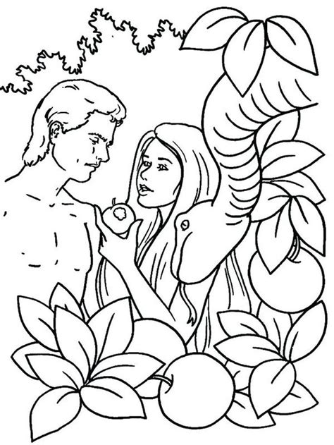 The dog is guarding the bowl with the fruits. Adam And Eve Coloring Page For Kindergarten Free en 2020 ...