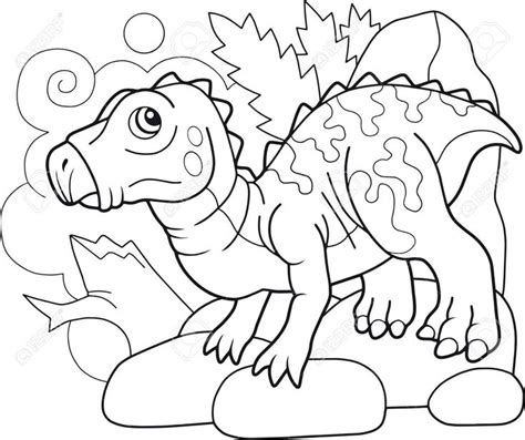 What do you think he's doing? cartoon cute prehistoric dinosaur iguanodon coloring book ...