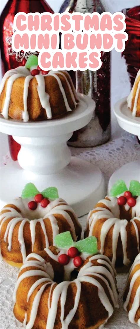 Christmas bundt cake is made in a special tin to look like a circle of pine trees. CHRISTMAS MINI BUNDT CAKES | Cayla Kub