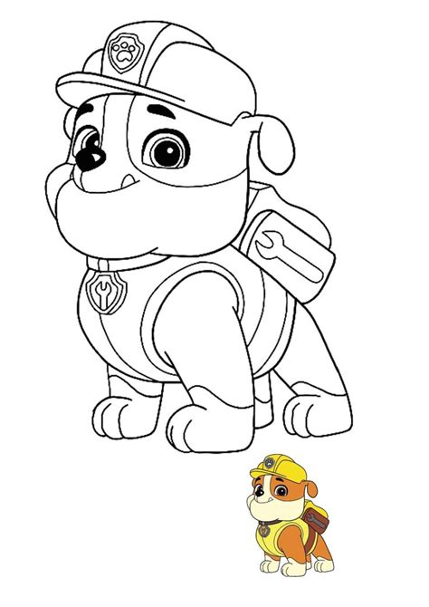 Kid friendly tv colors in the halloween coloring book called paw patrol night of the ghost pirate. Paw Patrol Rubble coloring page with preview | Paw patrol ...