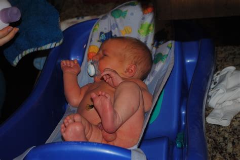 She had run my bath and she sat down on the bathroom chair and waited for me to get undressed and get in the bath. Immensely Blessed: Liam's First Bath