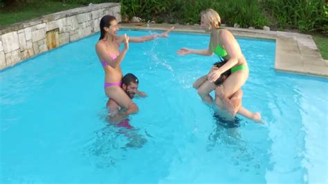 Hourly updated hottest swimming movies. Teen Friends Have A Fun Chicken Fight At A Pool Party ...