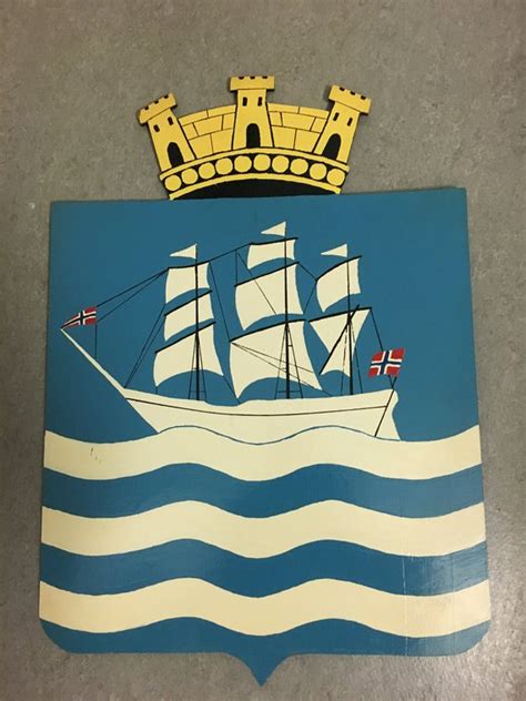 Check spelling or type a new query. Vintage hand painted oil on wood Emblem of Arendal town in ...