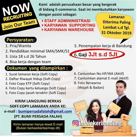 Administrasi pendidik dan tenaga kependidikan. Lowongan Kerja PT. Bumi Persada Falah Bandung Oktober 2019 ...