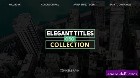 In short, they are customizable after effect files, neatly organized and labelled. Videohive 50 Minimal & Elegant Titles Pack » free after ...