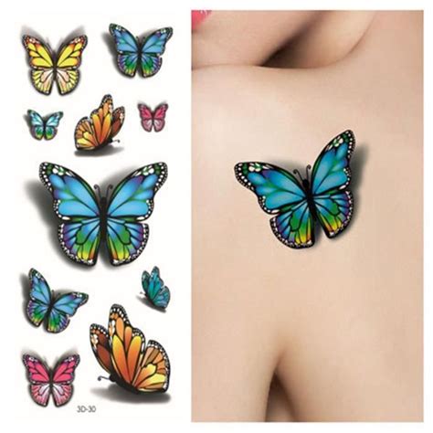 Bienvenue dans la catégorie : Sexy Tatoo 3D papillon tatouage Body Art dessin coloré ...