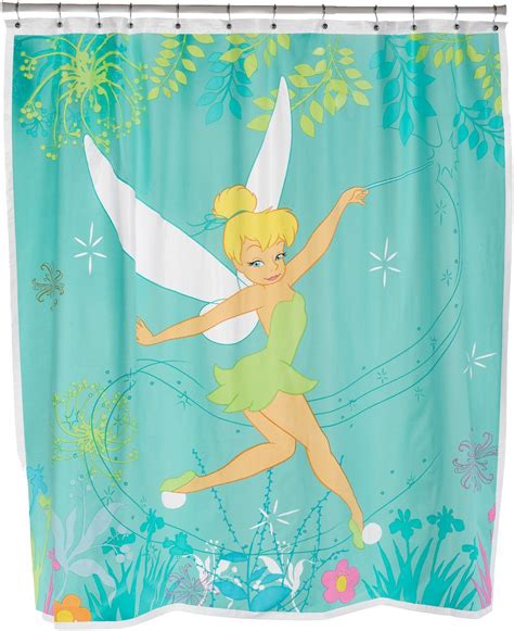 Try a small bamboo bathmat or round rug for smaller spaces. Tinker bell shower curtain green | Vinyl shower curtains ...