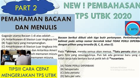 Untuk mendapatkan naskah soal aslinya klik disini dan untuk penyelesaiannya klik disini. Pembahasan Soal TPS UTBK 2020 - Pemahaman Bacaan dan ...