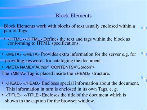 Please provide the code for a specific section that is causing you trouble. PPT - Hypertext Markup Language HTML PowerPoint ...