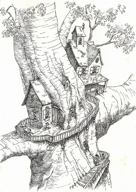 Free tree house coloring pages coloring home. Download or print this amazing coloring page: Treehouse ...