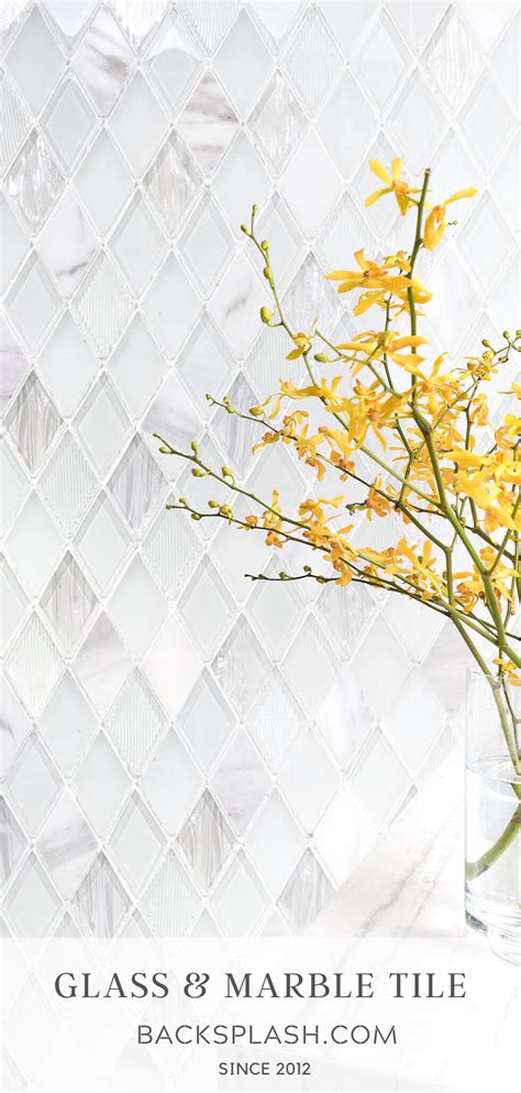 Rhomboid design white backsplash tile. Elegant White Rhomboid Backsplash Tile | Backsplash.com in ...