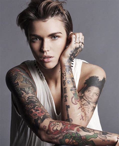 Number '13' tattoo on her right wrist. HD photos of Ruby Rose in Glamour Germany | Ruby rose ...