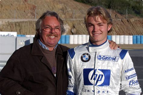 He watched the race on television at a friend's house in dubai before joining the paddock celebrations. Nico Rosberg with father Keke at Jerez December testing