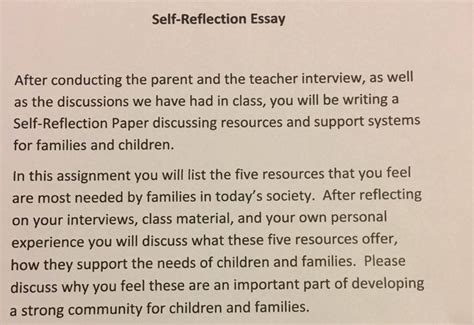 A reflective note encourages you to think about your personal reaction to a legal issue raised in a course. Child development self reflection essay | English homework ...