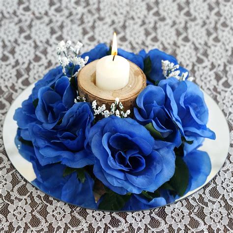 No small or sheer petals. 4 Pack Royal Blue Artificial Silk Rose Floral Candle Rings ...