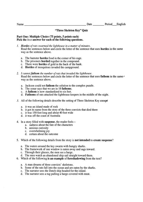 Reading and writing answer key. Three Skeleton Key - George Toudouze - Carlos Donnelly ...