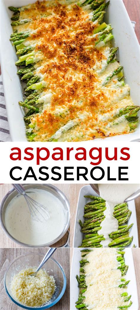 Pour the sauce evenly over the asparagus, leaving about one inch of space on the long sides of the casserole dish. The easiest creamy, cheesy Asparagus Casserole! This is so ...