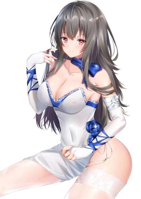 45 x 75 cm pillow covers. Saint Louis (Azur Lane), cleavage, dark hair, red eyes, Nagi Aoi, anime girls, Azur Lane, white ...