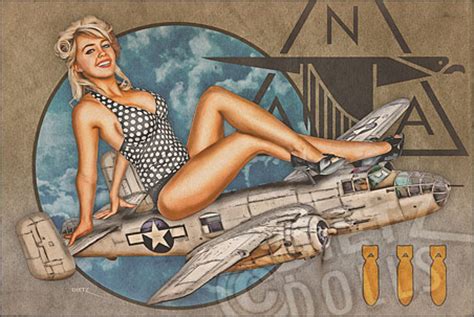 Warbird pinup girls is an annual calendar featuring 12 classicly done 1940's pin up girls with 12 flight worthy wwii warbirds. B-25 Mitchell - E, Dietz Dolls Vintage Pinup Photography Store