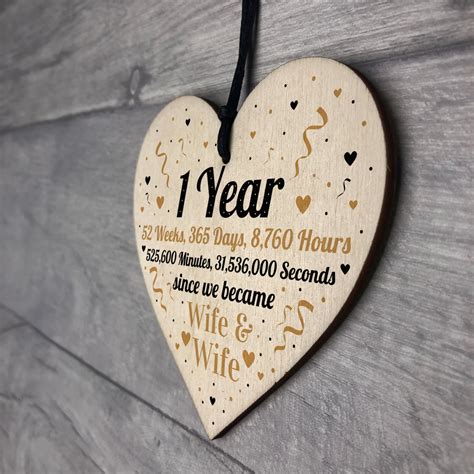 Anniversary gifts for wife australia. 1st Wedding Anniversary Gift For Wife Heart Same Sex Present