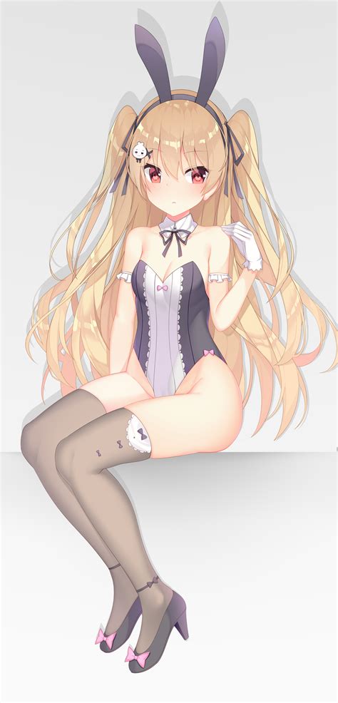 Blonde haired anime characters have complex personalities and traits. Niliu Chahui, blonde, red eyes, anime girls, bunny suit, black stockings, thigh-highs, Tokisaki ...