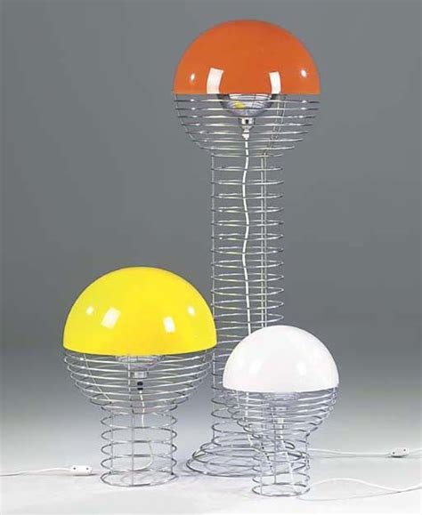 Height 33 depth 6.75 diameter 16.5. Verner Panton for J. Lüber AG; wire table lamps, chromed metal and acrylic, Denmark/Switzerland ...