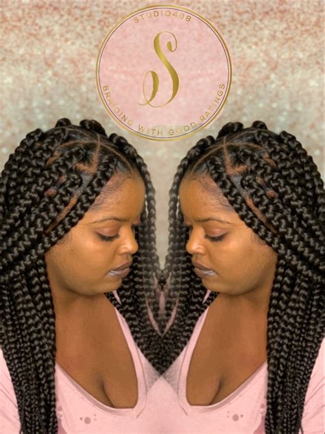 This hairstyle is best for hot summer days when you want your hair up from the neck. 🌼 Super Neat Jumbo Box Braids 🌼 | Braid styles, Box braids, Jumbo box braids