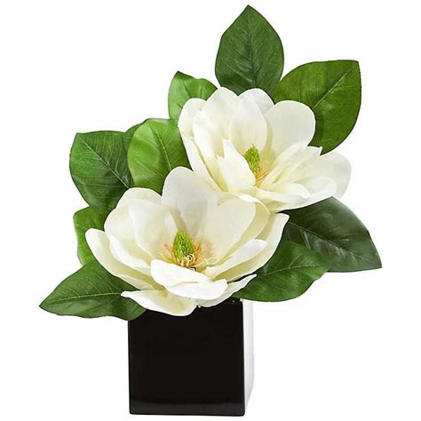 With the fragrant scent, it feels an indescribable temperament, and it is fresh. Magnolia Black Vase Floral Arrangement in 2020 ...